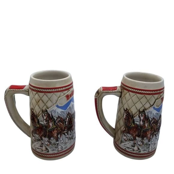Budweiser Anheuser Busch 2 Clydesdales Collectible Steins Tankards Ltd Ed 1985 - Picture 6 of 12